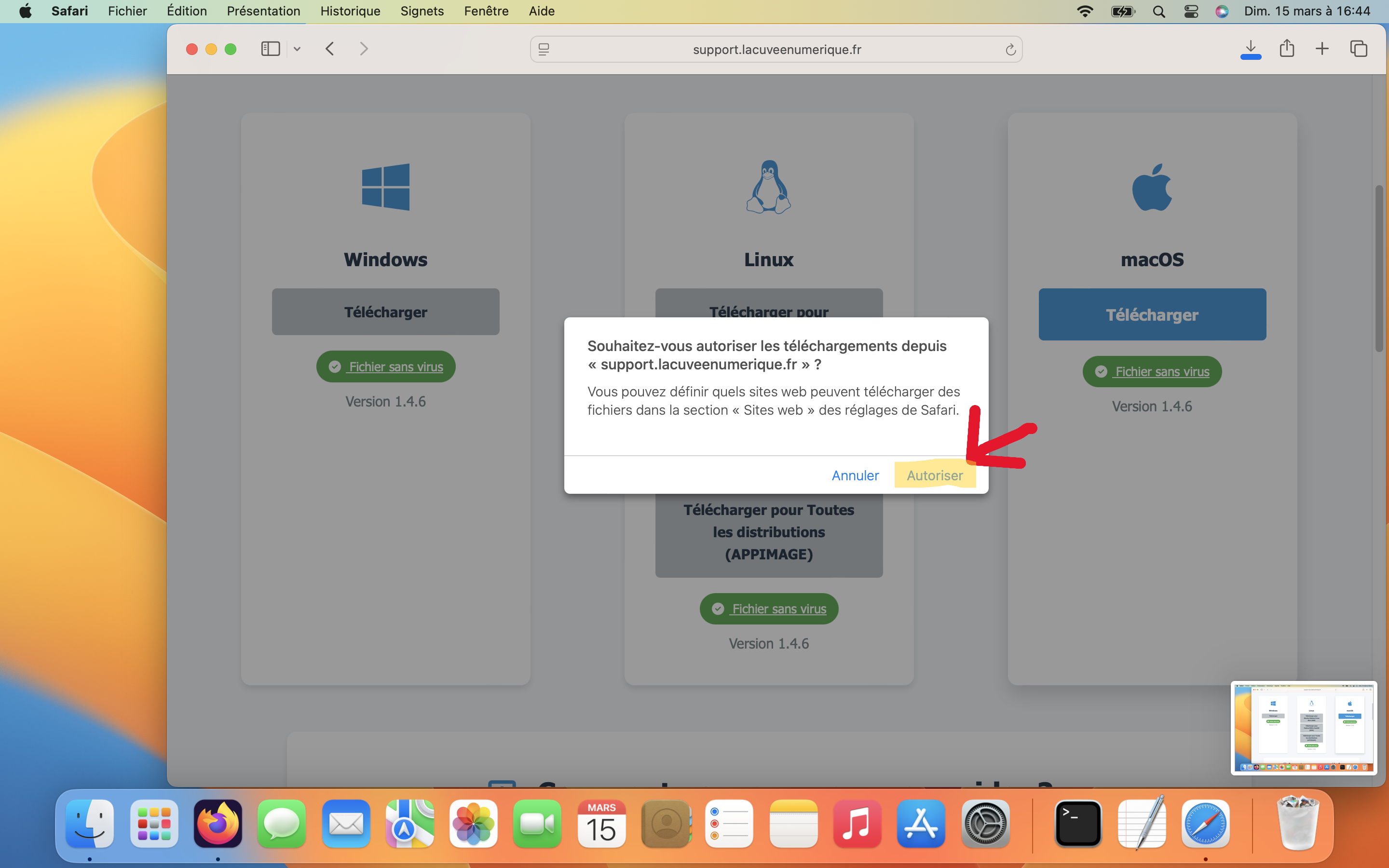 Étape 2 : Autoriser le téléchargement sur Safari